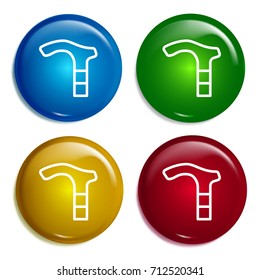 Cane multi color gradient glossy badge icon set. Realistic shiny badge icon or logo mockup