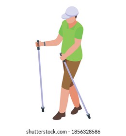 Cane nordic walking icon. Isometric of cane nordic walking vector icon for web design isolated on white background