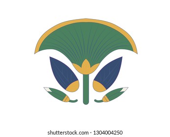 Cane stems and seeds compostion, ornamental cane element of Ancient Egypt.
