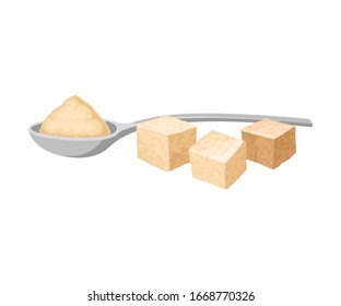 Cane Sugar Cubes Isolated on White Background Vector Illustration