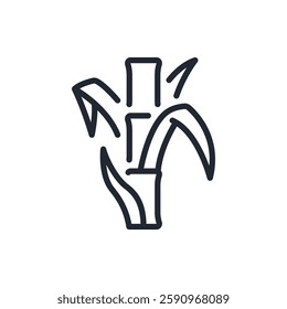 Cane sugar editable stroke outline icon isolated on white background flat vector illustration. Pixel perfect. 64 x 64.