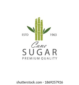 Cane Sugar Production Emblem Isolated On White Background