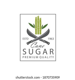cane sugar production emblem isolated on white background