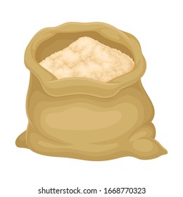 Azúcar de caña en saco aislado en imagen vectorial de fondo blanco