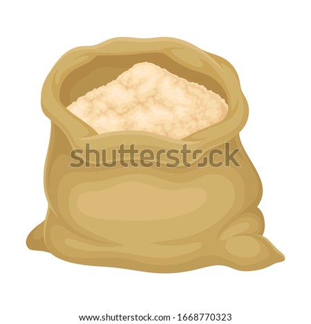 Cane Sugar in Sack Isolated on White Background Vector Illustration