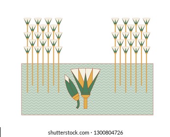 Cane in swamp compostion, ornamental cane element of Ancient Egypt