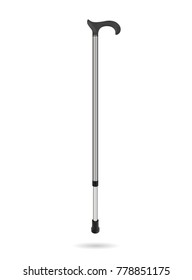Cane telescopic with handle. Reliable support for a person when walking. Medicine and health. Isolated object. Vector illustration.