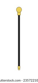 Cane for walking flat line color isolated vector object. Editable clip art image on white background. Simple outline cartoon spot illustration for web design
