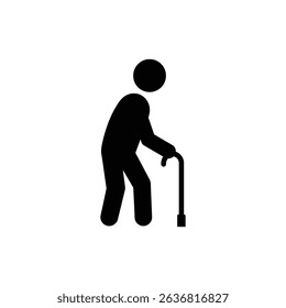Cane Walking Stick Leaned for Senior Support and Health Assistance