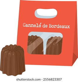 Canele in a paper bag with window