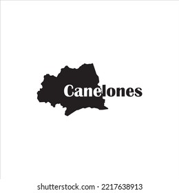 Canelones map and black lettering design on white background