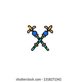Canes icon, flat design line art thin style, vector illustration. Festive carnivals in Brazil and Mardi Gras in Venice