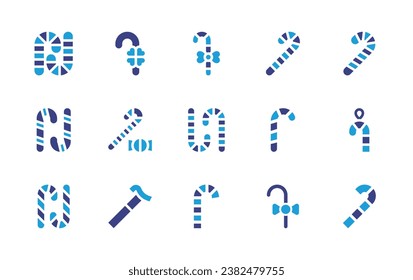 Canes icon set. Duotone color. Vector illustration. Containing walking stick, candy cane, cane.