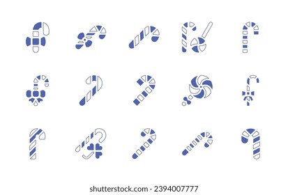 Canes icon set. Duotone style line stroke and bold. Vector illustration. Containing cane, candy cane, canes, candy.