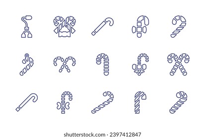 Canes line icon set. Editable stroke. Vector illustration. Containing walking stick, candy cane, cane.