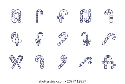 Canes line icon set. Editable stroke. Vector illustration. Containing candy cane, cane.