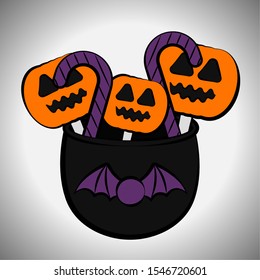 Canes and pumpkin candies for halloween - Vector illustration