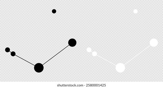 Canes Venatici constellation map set. Vector illustration.