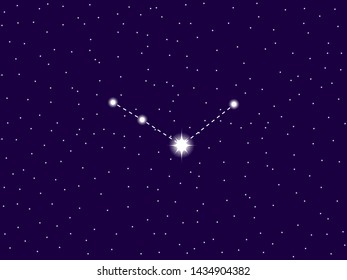 Canes Venatici constellation. Starry night sky. Vector illustration