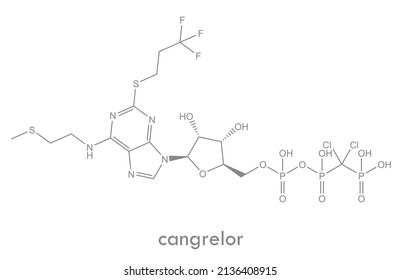 Cangrelor structure. Antiplatelet drug molecule.