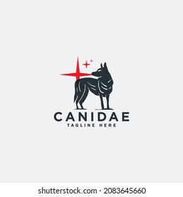 Canidae fox logo vector design template. silhouette Canidae foxes iconic logo vector illustration with modern and simple styles. 