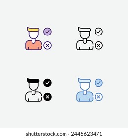 Canidate icon in 4 different style vector stock illustration.