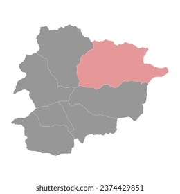 Canillo map, administrative division of the Principality of Andorra.