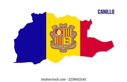 Canillo map with flag color. Map of Canillo with Andorra flag. flag of Andorra vector illustration