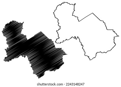 Caninde municipality (Ceará state, Municipalities of Brazil, Federative Republic of Brazil) map vector illustration, scribble sketch Canindé map