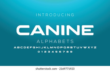 CANINE, Bold Modern Minimalist Alphabet. Futuristic Sans Serif Font. Vector Design