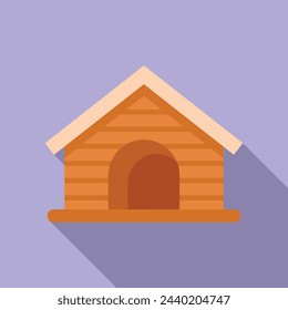 Canine cabin icon flat vector. New dog house. Wooden kennel