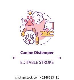 Canine Distemper Concept Icon. Disease Risk For Dogs Abstract Idea Thin Line Illustration. Contagious Virus Of Animals. Isolated Outline Drawing. Editable Stroke. Arial, Myriad Pro-Bold Fonts Used