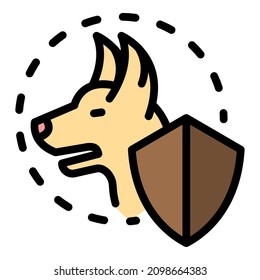 Canine dog protect icon. Outline canine dog protect vector icon color flat isolated