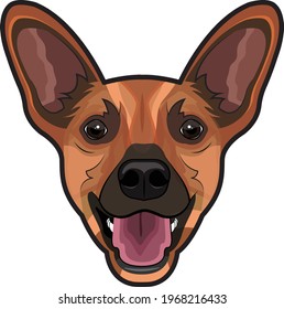 Canine, dog with teeth and tongue. Vector