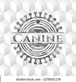 Canine grey emblem with cube white background