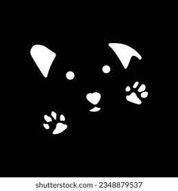 Canine head symbol. Level style. Animation of a canine face. Vector representation separated on white. Outline basic. Creature Logotype idea. Logo, icon plan format.