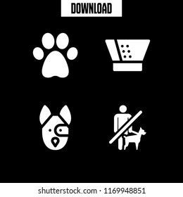 canine icon. 4 canine vector set. no pets, dog, pawprint and cone of shame icons for web and design about canine theme