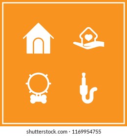 canine icon. 4 canine vector set. collar, shelter, dog house and jack icons for web and design about canine theme