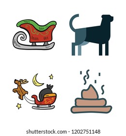 canine icon set. vector set about sled, panther and poop icons set.