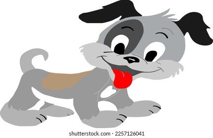 Canine illustration, playful and cute, often wagging tail.