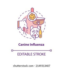 Canine Influenza Concept Icon. Common Health Concern For Dogs Abstract Idea Thin Line Illustration. Dog Flu Like Illness. Isolated Outline Drawing. Editable Stroke. Arial, Myriad Pro-Bold Fonts Used