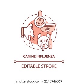 Canine Influenza Terracotta Concept Icon. Common Health Concern For Dogs Abstract Idea Thin Line Illustration. Dog Flu. Isolated Outline Drawing. Editable Stroke. Arial, Myriad Pro-Bold Fonts Used