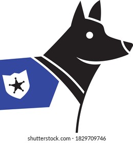 Canine Officer On White Background, Pet With Military Badge Vector Icon, Police Dog Design, Criminal Investigation Sign