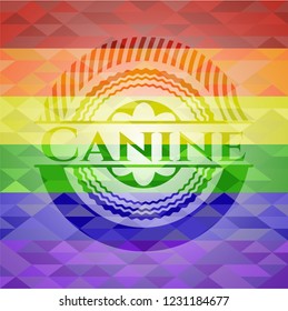Canine on mosaic background with the colors of the LGBT flag