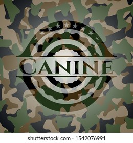 Canine written on a camo texture. Vector Illustration. Detailed.