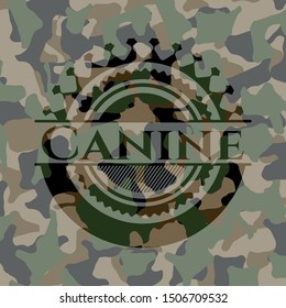 Canine written on a camouflage texture. Vector Illustration. Detailed.