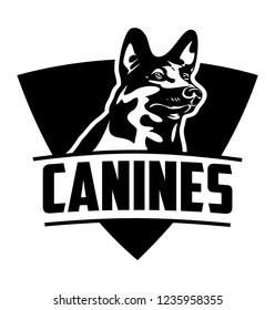 Canines and dog logo black white