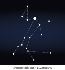 canis constellation represented with white dots on blue background editable vectorr