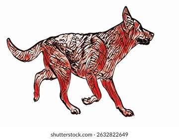 Canis Germanicus in stilo graphico vivide expressus. Perfectus ad usum in consiliis de animalibus, scientia naturali, et arte digitali.