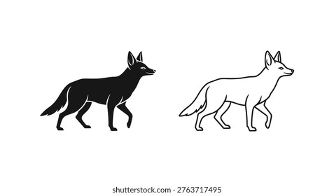 Canis vs Vulpes Black Fox and Red Fox Comparison Guide Vector